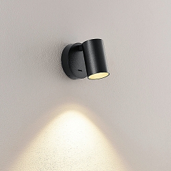 Lampe de lecture CAN TILT ROUND USB rond, avec interrupteur, avec fonction de charge USB, pivotant à la cardan GU10 IP20, noir