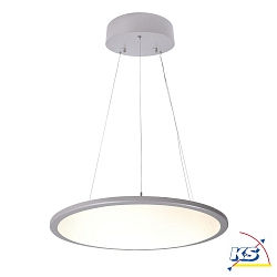 KapegoLED pendant luminaire LED Panel, transparent, round, warm white, silver