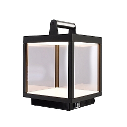 Lampe de table � accu LACERTAE USB haut bas, avec connexion USB, avec poign�e IP54, gris fonc� gradable