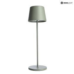 battery table lamp CANIS IP65, green, mat dimmable
