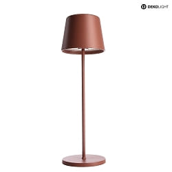 battery table lamp CANIS IP65, mat, terracotta dimmable