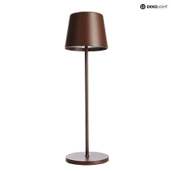 battery table lamp CANIS IP65, mat, rust dimmable