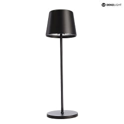 battery table lamp CANIS IP65, black matt dimmable