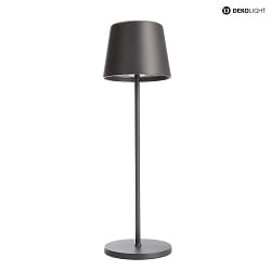 battery table lamp CANIS IP65, dark grey, mat dimmable