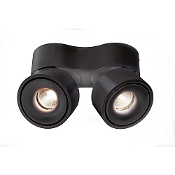 Luminaire de plafond UNI II DOUBLE TILT � 2 flammes, pivotant � la cardan IP20, noir profond gradable