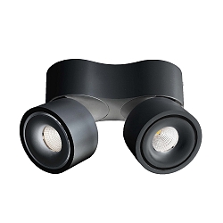 Luminaire de plafond UNI II MINI DOUBLE TILT � 2 flammes, pivotant � la cardan IP20, noir profond gradable