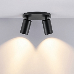 ceiling luminaire CAN TILT ROUND Ø 20CM 2 flames, round, cardanic swivelling GU10 IP20, black