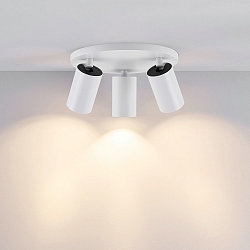 Luminaire de plafond CAN TILT ROUND � 25CM 3 flammes, rond, pivotant � la cardan GU10 IP20, blanche