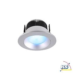 KapegoLED recessed ceiling luminaire COB 94 RGBW, RGB + warm white, voltage constant, 24V DC, 16W, brushed silver