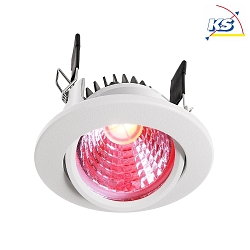 Recessed LED ceiling luminaire COB LED 68 RGBW, 24V DC, 8.5W RGB+WW 500lm 50°, voltage constant, dimmable, white