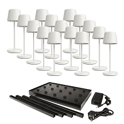 Lampe de table � accu CANIS MINI GASTRO avec variateur tactile, avec chargeur, 15 pi�ces IP65, mat, blanc trafic gradable
