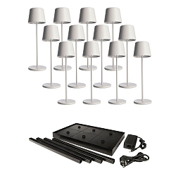 Lampe de table � accu CANIS GASTRO L avec variateur tactile, avec chargeur, 12 pi�ces IP65, mat, blanc trafic gradable