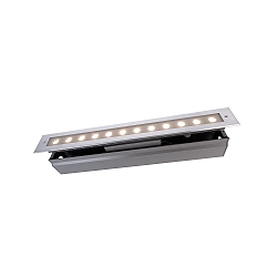 KapegoLED in-ground luminaire LINE V, 220-240V, 16W, silver clear / transparent, warm white