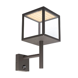 Luminaire mural d�ext�rieur LACERTAE Bas, forme en d�, avec capteur IP54, gris fonc� 