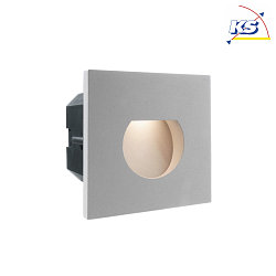 Cover ROUND for recessed LED wall luminaire LIGHT base II COB outdoor, 10 x 10cm, beam angle 63, aluminum, silver grey
