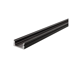 Profil en U AU-01-08 plat, noir mat