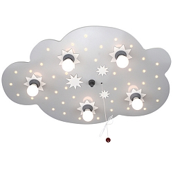 Luminaire de plafond STERNENWOLKE avec interrupteur E14 IP20, argent