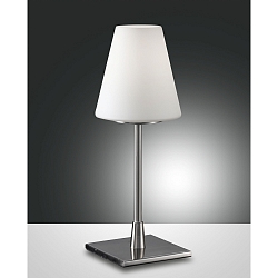 Lampe de table LUCY BIG avec interrupteur E14 IP20, nickel satin�, blanche