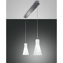 Luminaire à suspension DIANA à 2 flammes, réglable E27 IP20, chrome, nickel satiné gradable