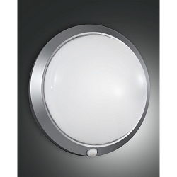Luminaire de salle de bain ARMILLA rond, avec capteur E27 IP44, argent gradable