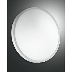 Fabas Luce PLAZA Ceiling luminaire, IP41, E27, glass white, � 40cm, metal white
