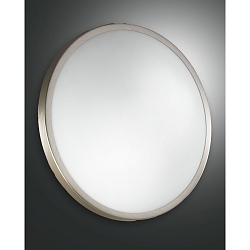 Fabas Luce PLAZA Ceiling luminaire, IP41, E27, glass white, � 40cm, metal nickel satin