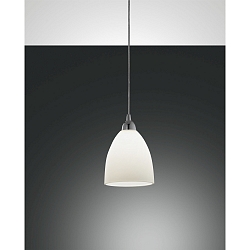 Fabas Luce PROVENZA Pendant luminaire, E27, Ø 20cm, chromed / glass, white