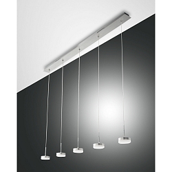 Luminaire à suspension DUNK 5 flammes IP20, aluminium brossé gradable
