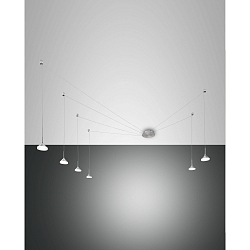 Luminaire à suspension ISABELLA 6 flammes IP20, aluminium, chrome, nickel satiné, satiné gradable