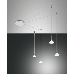 Luminaire à suspension ISABELLA 4 flammes IP20, chrome, satiné, blanche gradable