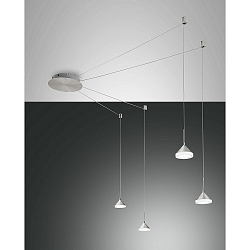 Luminaire à suspension ISABELLA 4 flammes, contrôlable par la voix, Smartluce inclus IP20, aluminium, chrome, nickel satiné