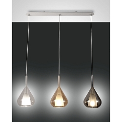 Luminaire à suspension LILA 3 flammes E27 IP20, ambre, couleurs fumée, transparent gradable