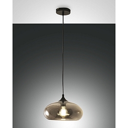Pendant luminaire ELA, E27, 1x 60W, IP20, gray transparent