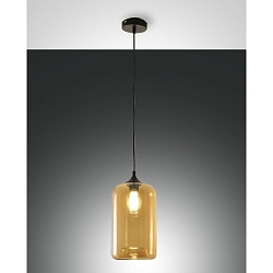 Luminaire à suspension SILO cylindrique, réglable E27 IP20, ambre, noir  gradable