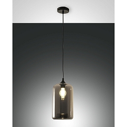 Luminaire à suspension SILO cylindrique, réglable E27 IP20, couleurs fumée, noir  gradable
