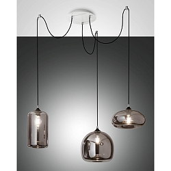 Luminaire à suspension FIONA 3 flammes E27 IP20, couleurs fumée, noir , blanche gradable