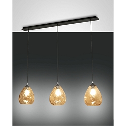 Luminaire à suspension GISELLA 3 flammes E27 IP20, ambre, noir  gradable