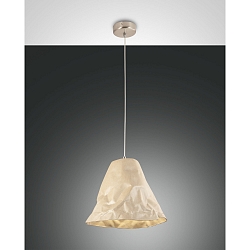 Pendant luminaire CRUMPLE, E27, 1x 40W, IP20, khaki