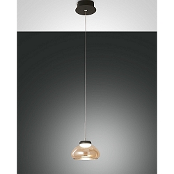 Luminaire à suspension ARABELLA court, contrôlable par la voix, Smartluce inclus IP20, ambre, noir gradable