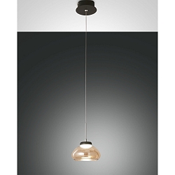 Luminaire à suspension ARABELLA court IP20, ambre, noir gradable