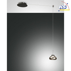 LED Pendant luminaire ARABELLA, incl. Smartluce, 1x 8W, 3000K, 720lm, IP20, height 350cm max., gray transparent