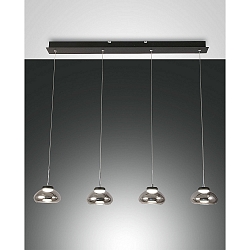 Luminaire à suspension ARABELLA 4 flammes, rond, contrôlable par la voix, Smartluce inclus IP20, couleurs fumée