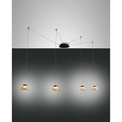 Luminaire à suspension ARABELLA 4 flammes, langue, contrôlable par la voix, Smartluce inclus IP20, ambre, noir gradable