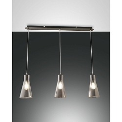 Luminaire à suspension DAFNE 3 flammes E27 IP20, couleurs fumée, noir  gradable