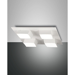 Luminaire de plafond LUCAS 4 flammes, angulaire IP20, satiné, blanche gradable
