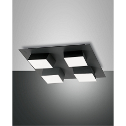 Luminaire de plafond LUCAS 4 flammes, angulaire IP20, anthrazit, satiné, blanche gradable