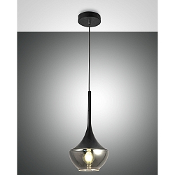 Pendant luminaire APOLLO, E27, 1x 40W, IP20, black/fumé