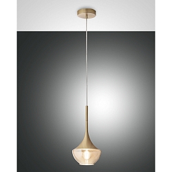Luminaire à suspension APOLLO à 1 flamme E27 IP20, ambre, laiton, satiné gradable