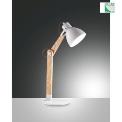 Lampe de table SVEVA avec interrupteur, inclinable E27 IP20 lumire en bois, blanche