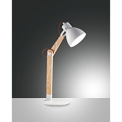 Lampe de table SVEVA avec interrupteur, inclinable E27 IP20, lumi�re en bois, blanche